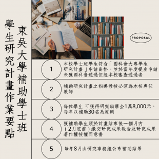 東吳大學補助學士班學生研究計畫作業要點.png
